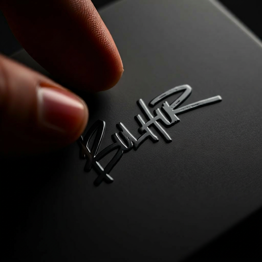Raised 3D tactile print on a matte black box